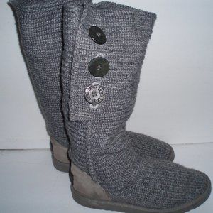 UGG Australia Gray Cardy Knit Boots--Sz. 8 M